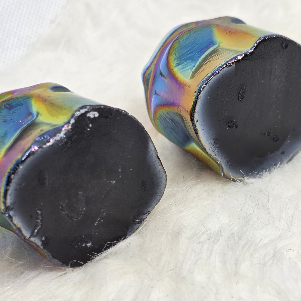 Rainbow Aura Obsidian Mandalorian Helmet Carving | Titanium Crystal | Star Wars - Picture 5 of 8